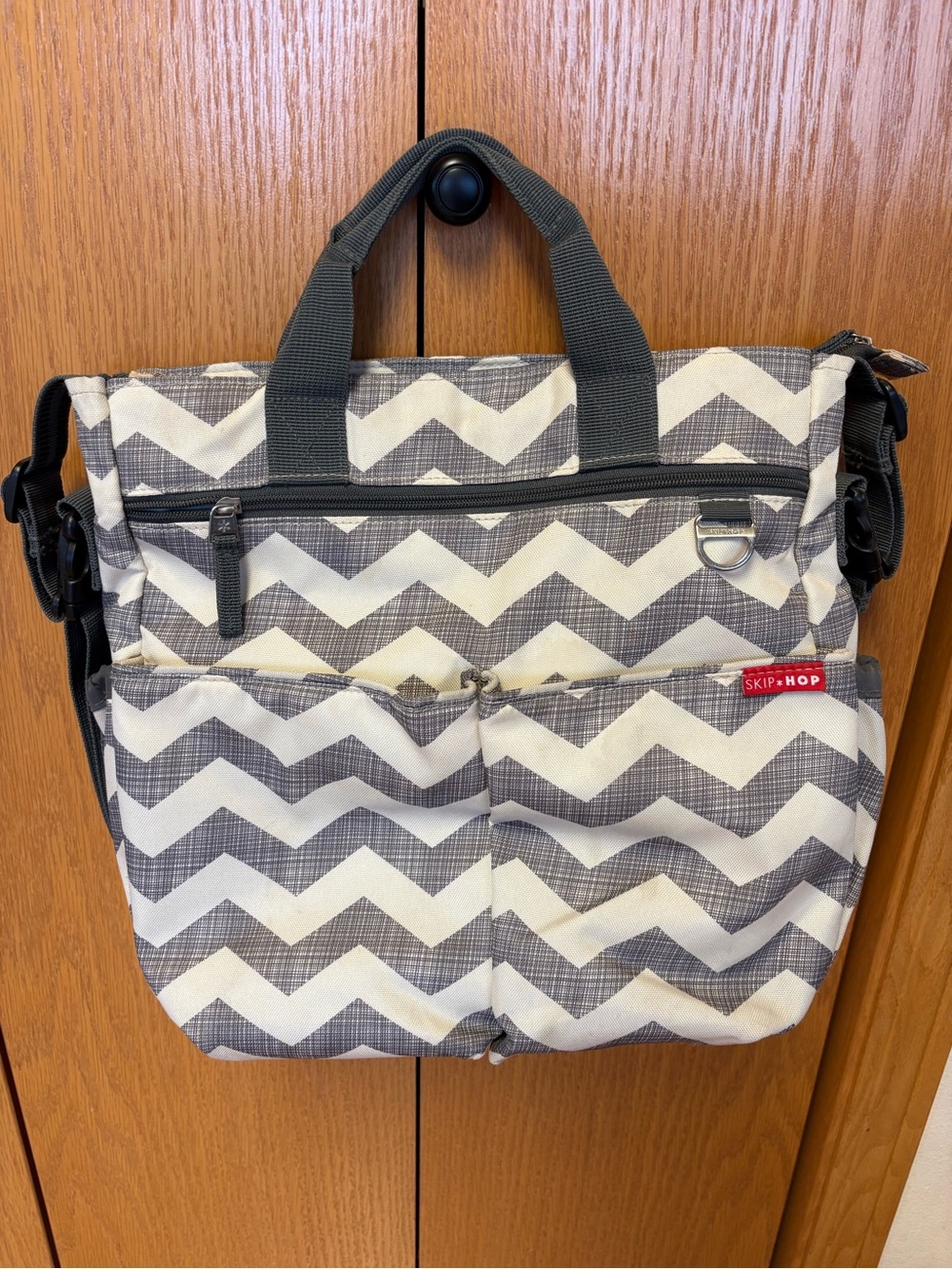 Skip Hop Gray and White Chevron Diaper Bag